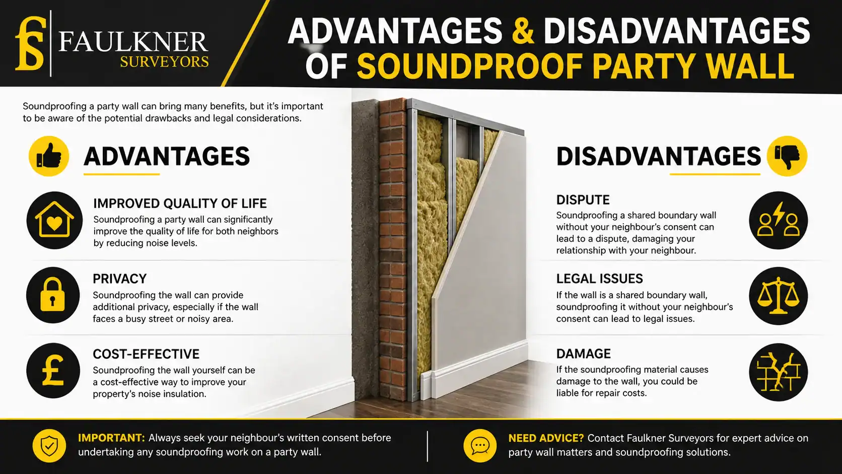Can you soundproof a Party wall? 2 Advantages and Disadvantages of Soundproof Party Wall Beckenham